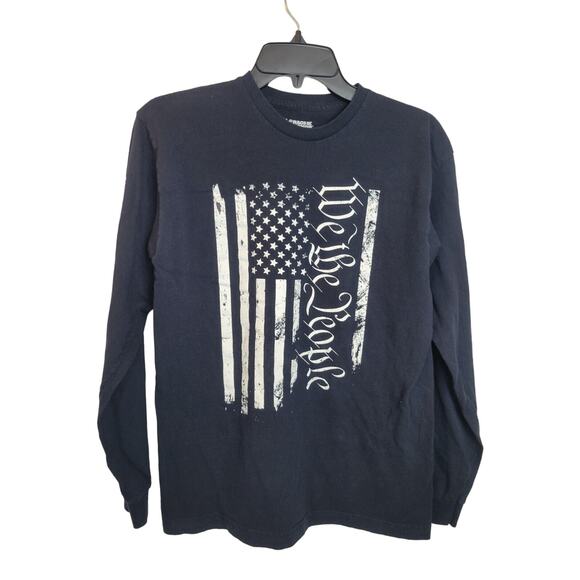 Rags of Honor Black We The People Patriotic Faded Long Sleeve Top Mens Sz Medium - Picture 1 of 7